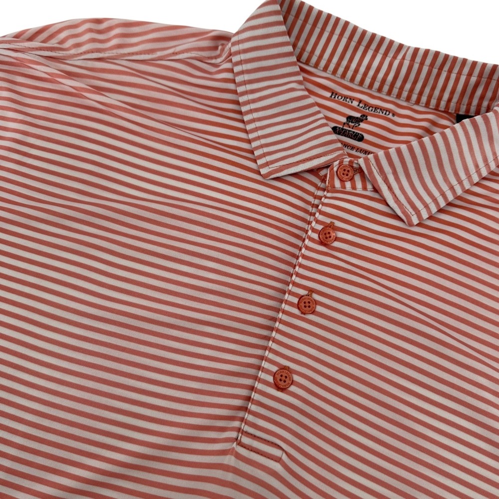 Horn Legend Polo Shirt Men XL Classic Striped Performance Luxury‎ Orange S/S